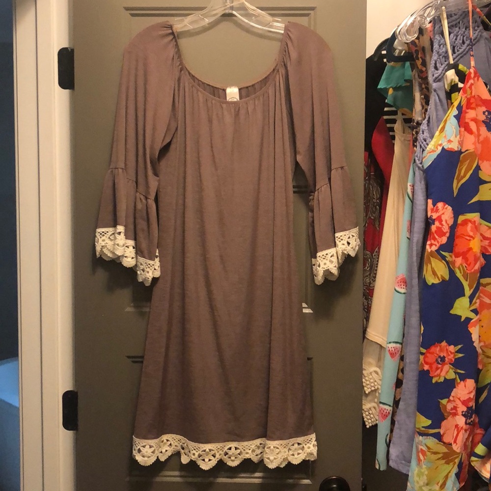 Brown off the shoulder dress